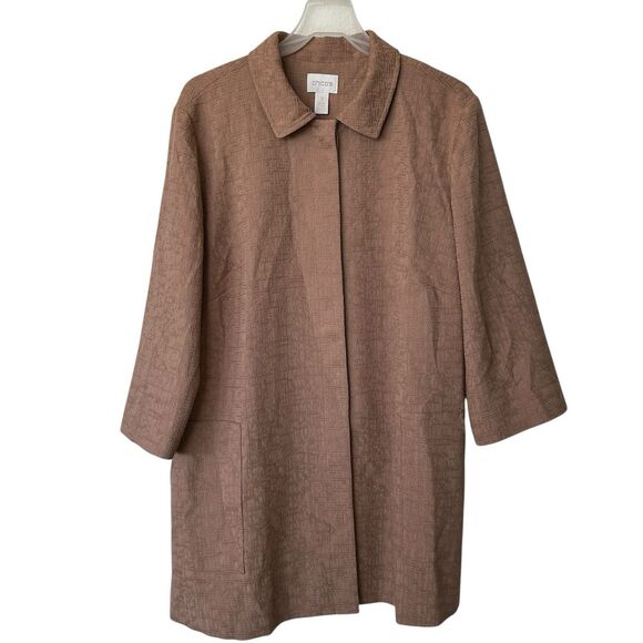 Chicos XL Textured Jacquard Swing Jacket Coat size 3 - Picture 1 of 13